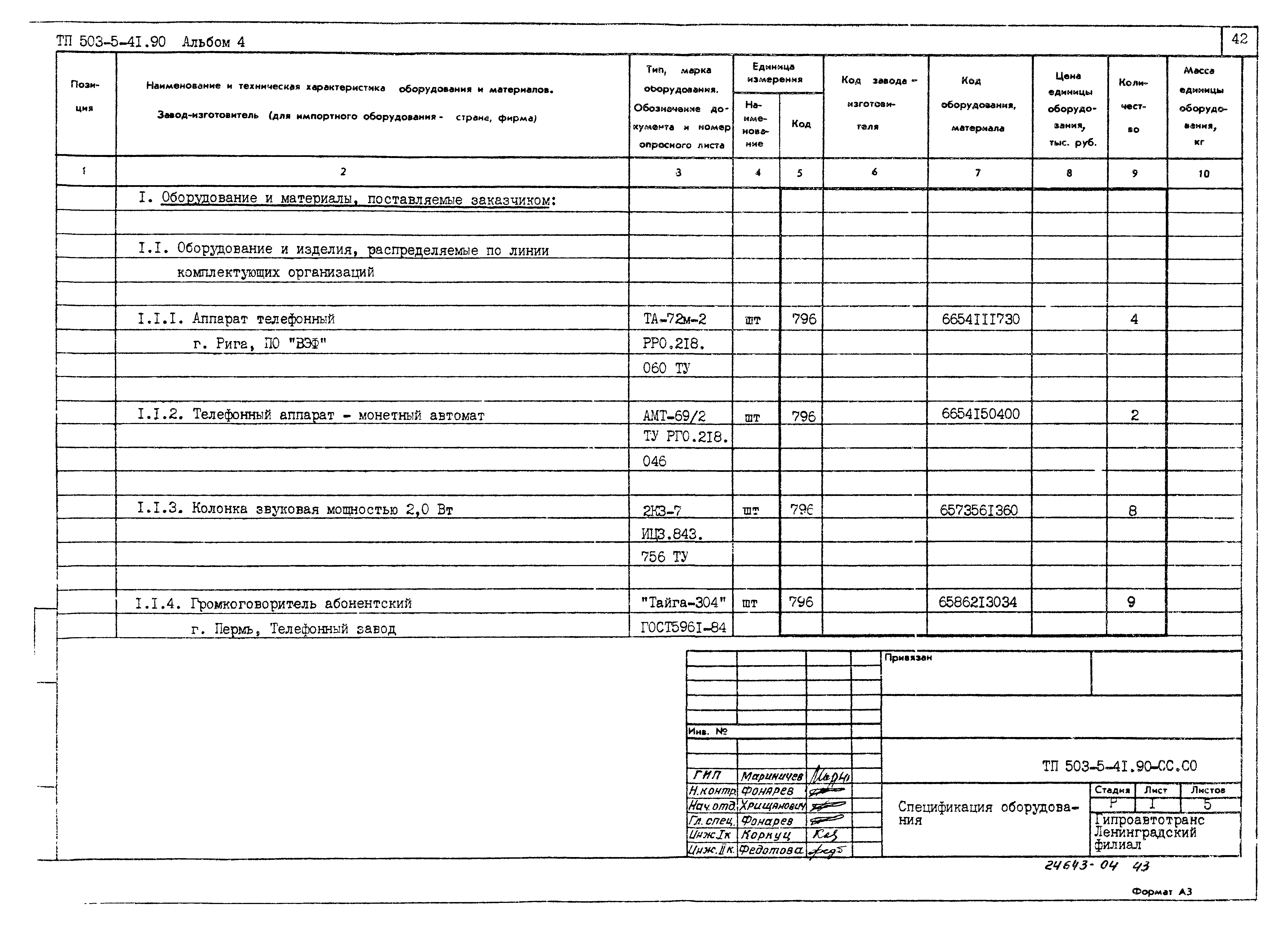 Типовой проект 503-5-41.90