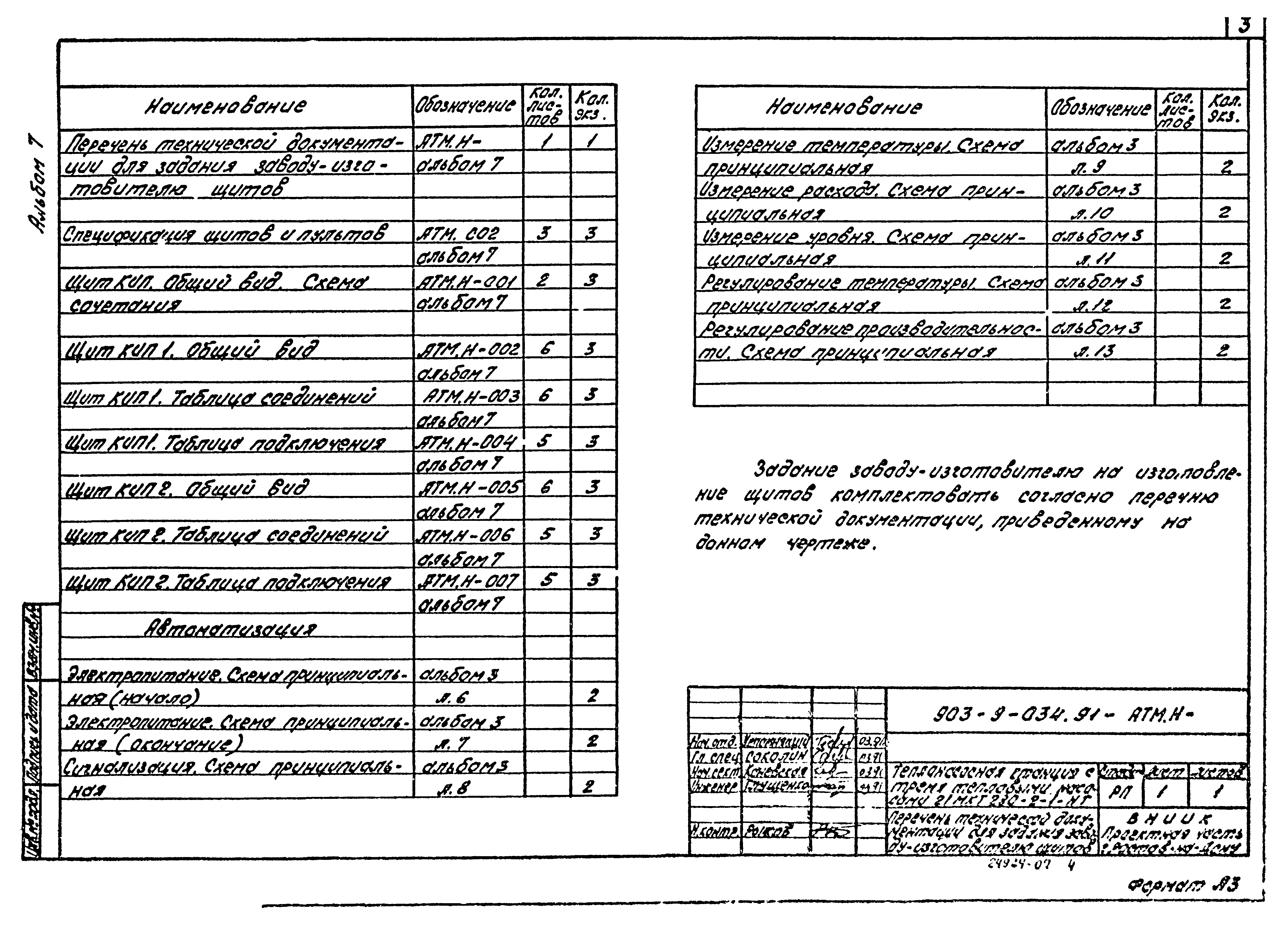 Типовой проект 903-9-034.91
