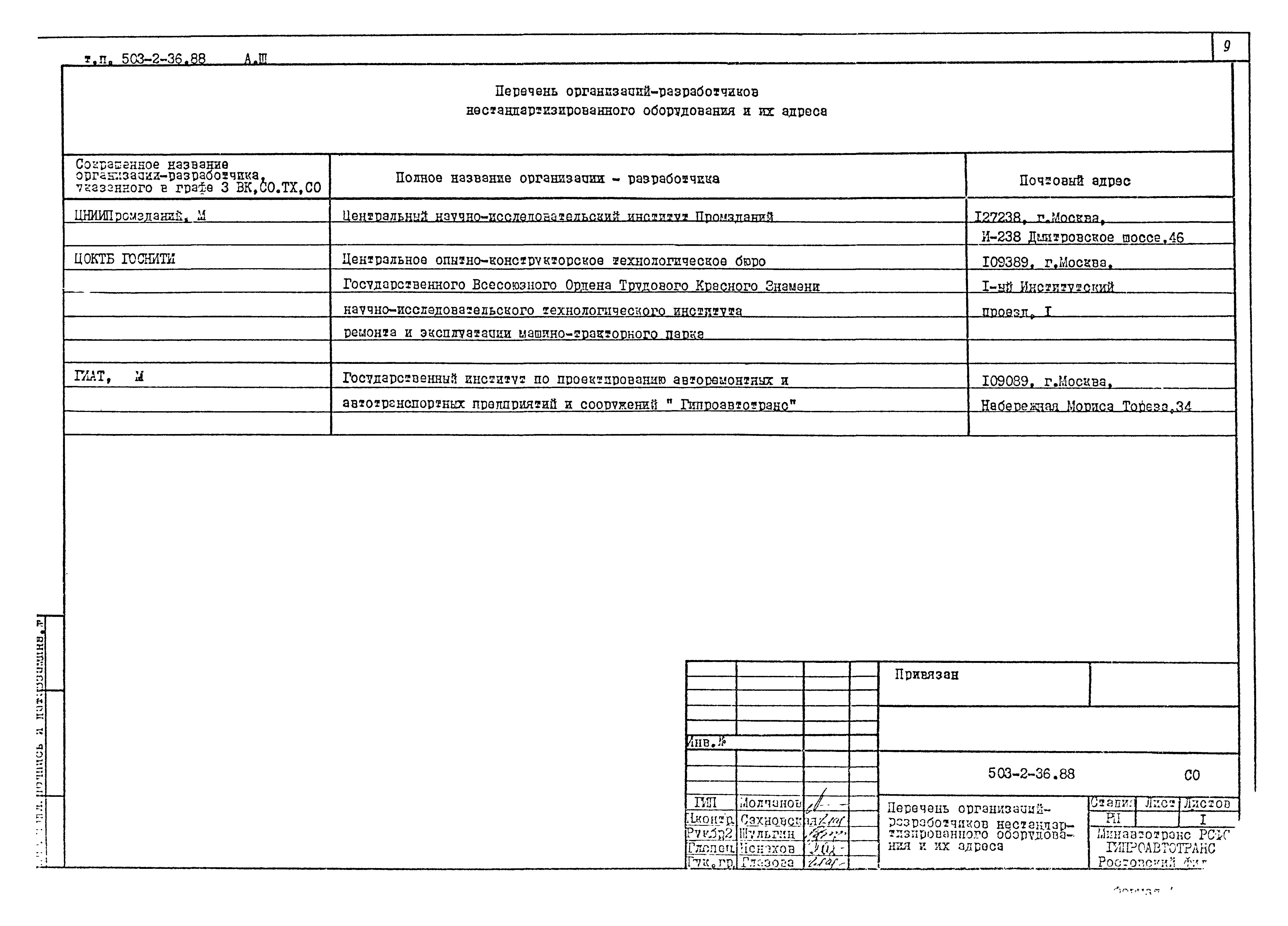 Типовой проект 503-2-36.88