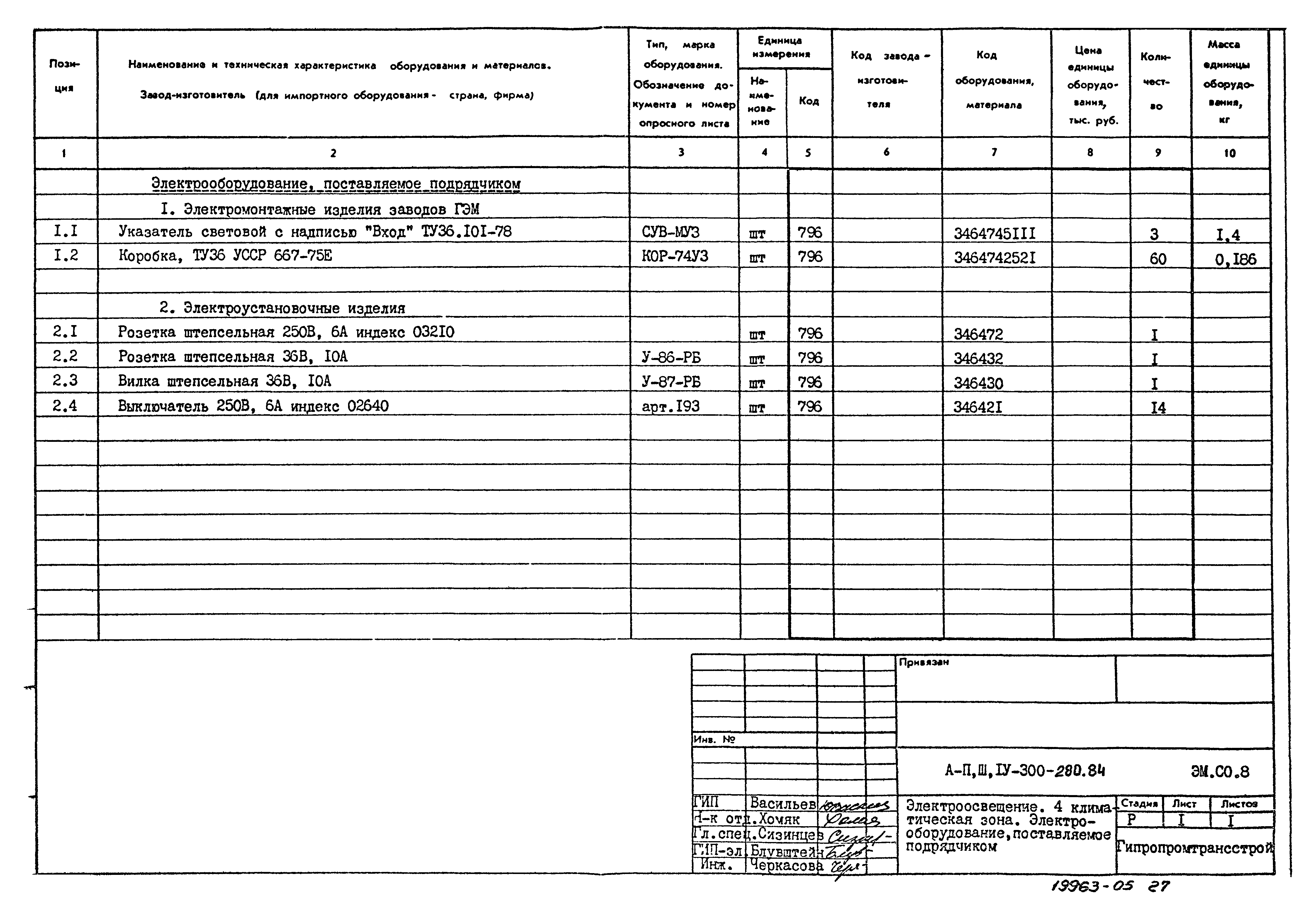 Типовой проект А-II,III,IV-300-280.84