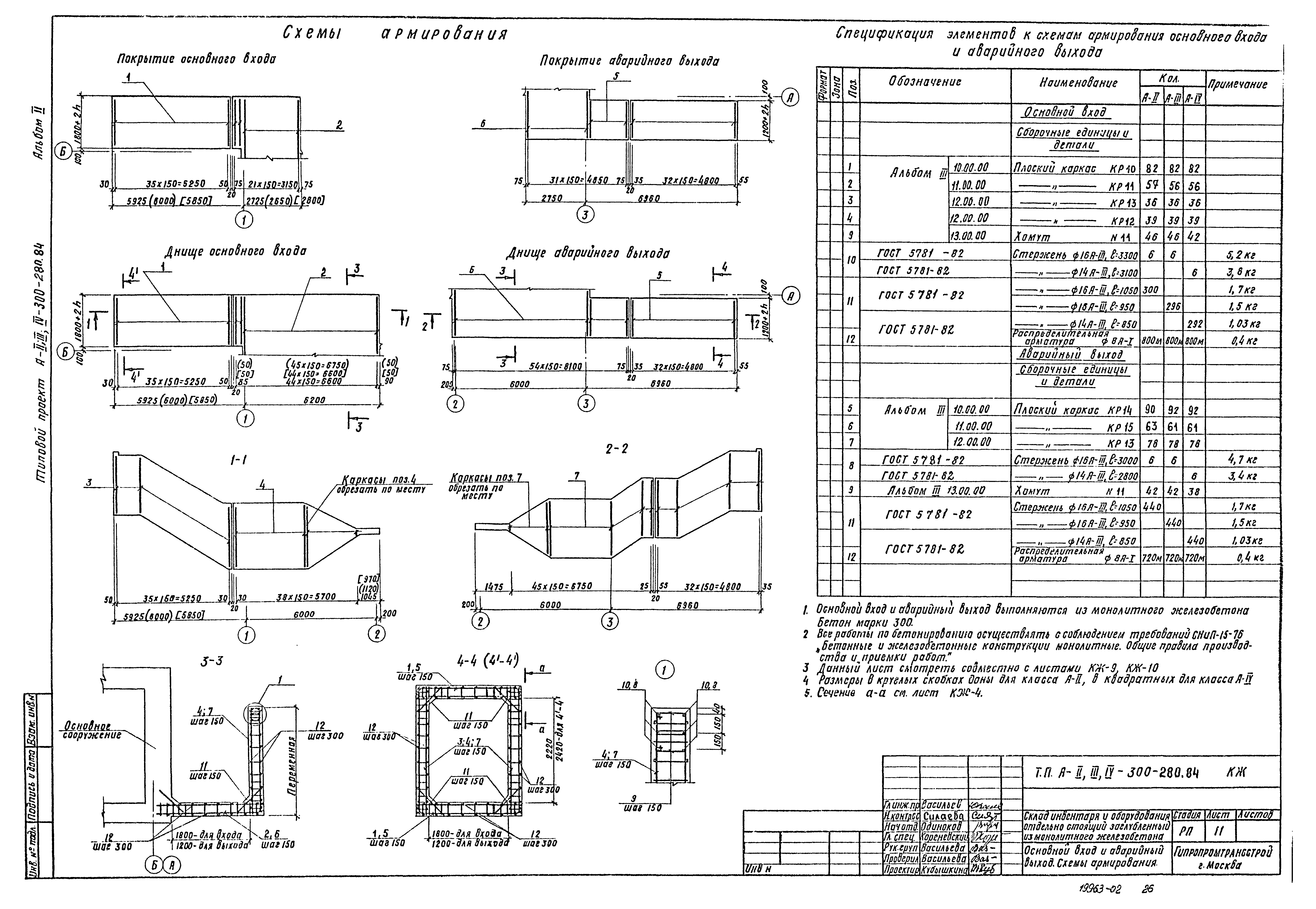 Типовой проект А-II,III,IV-300-280.84