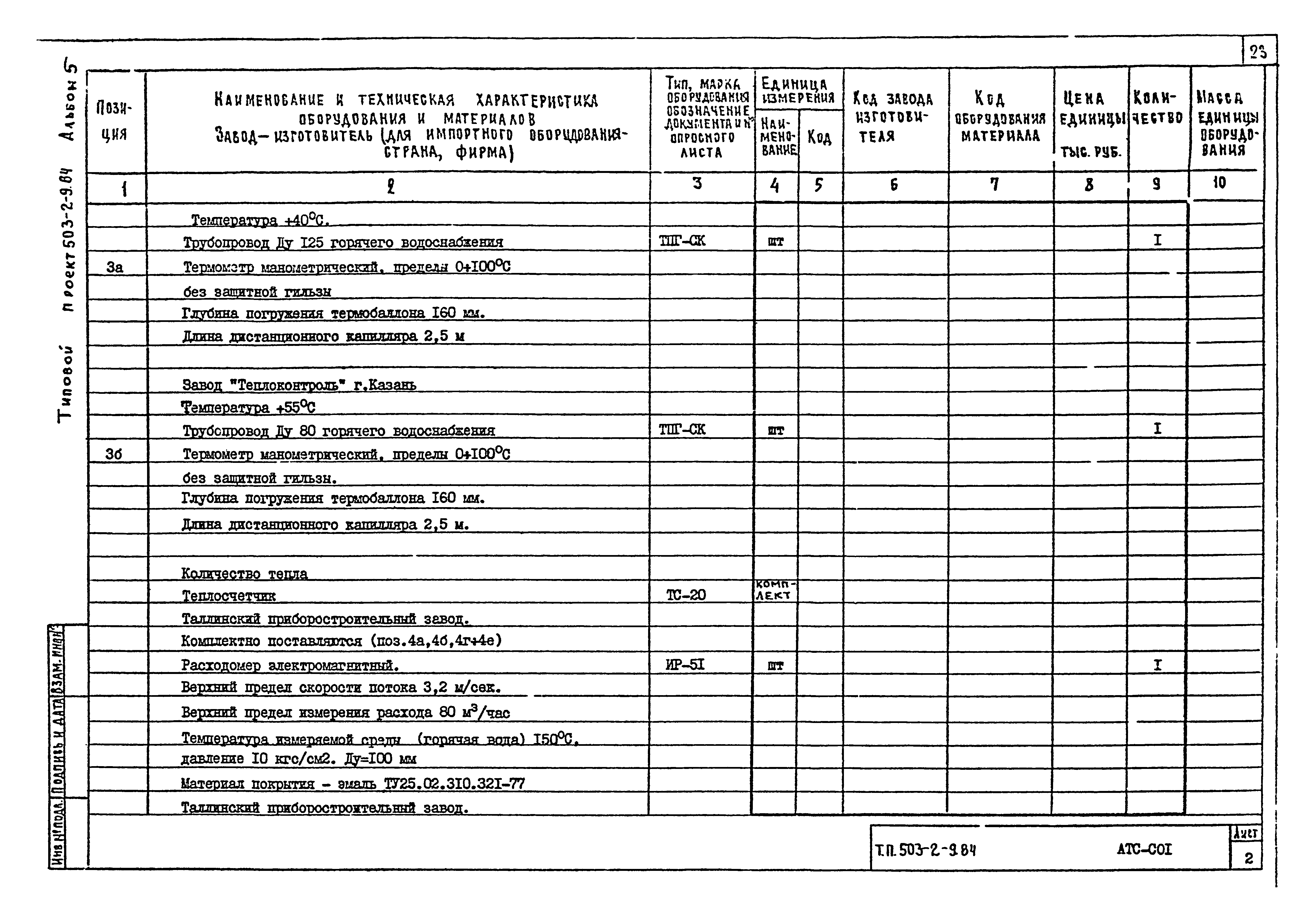 Типовой проект 503-2-9.84