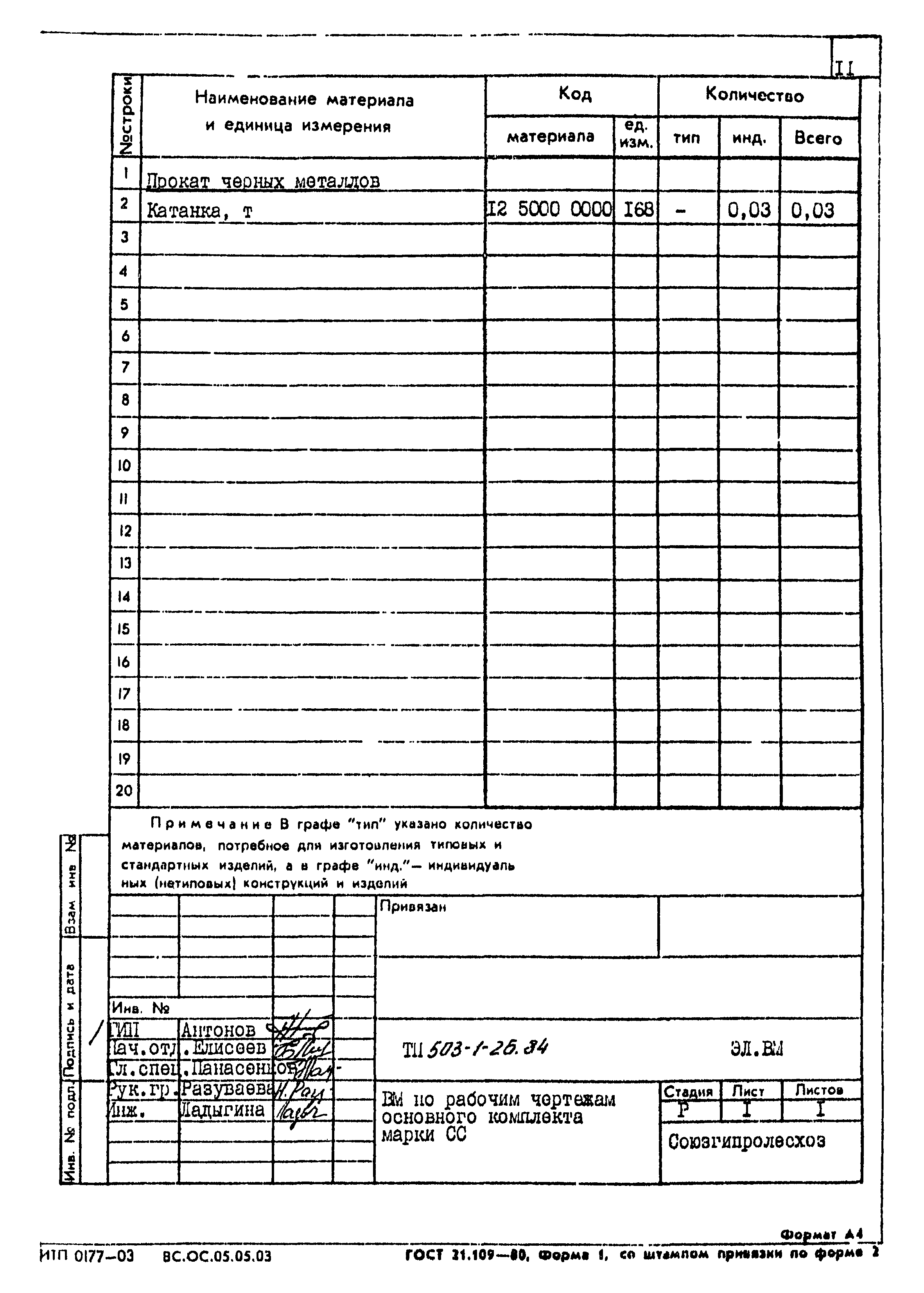 Типовой проект 503-1-26.84