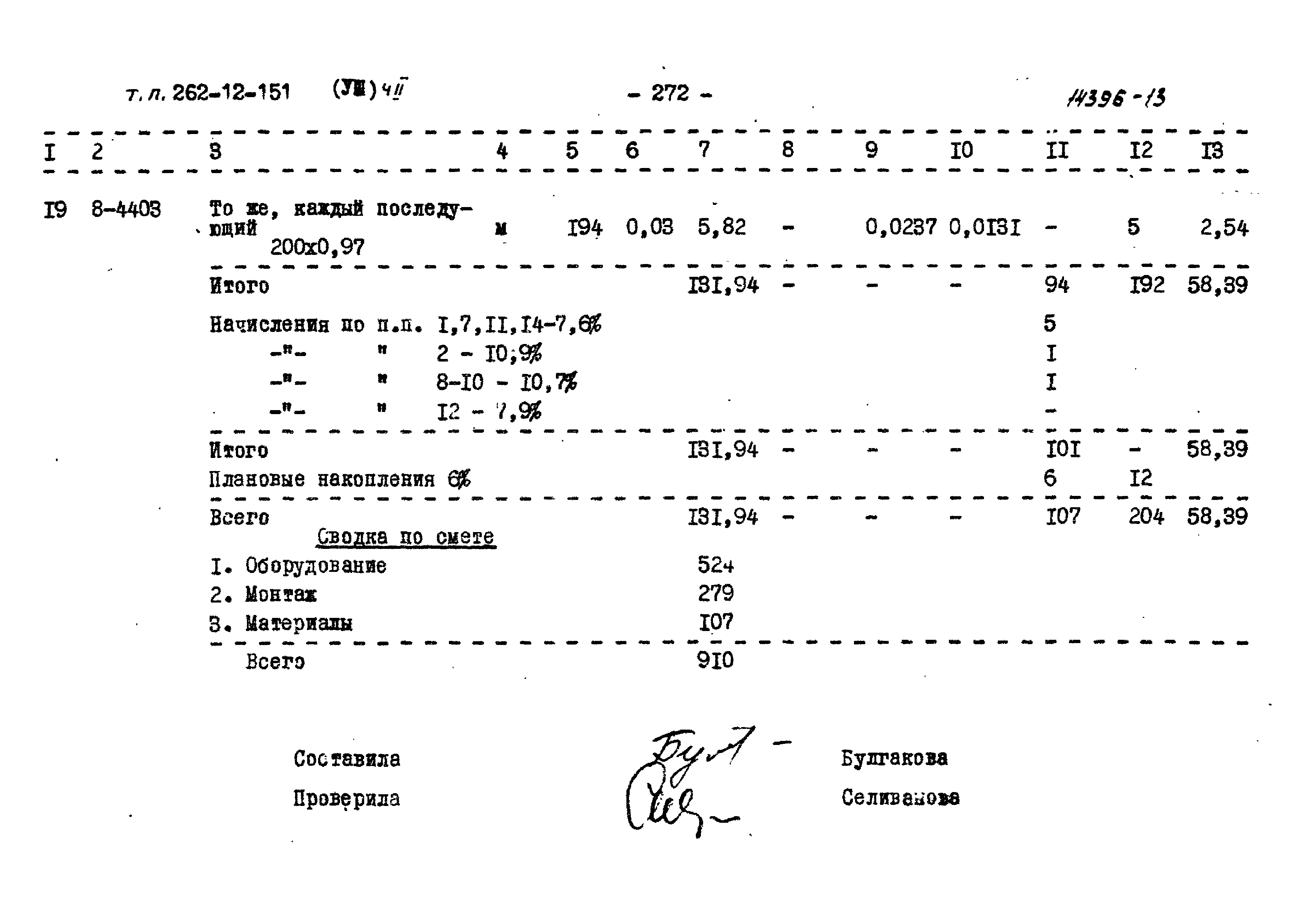 Типовой проект 262-12-151