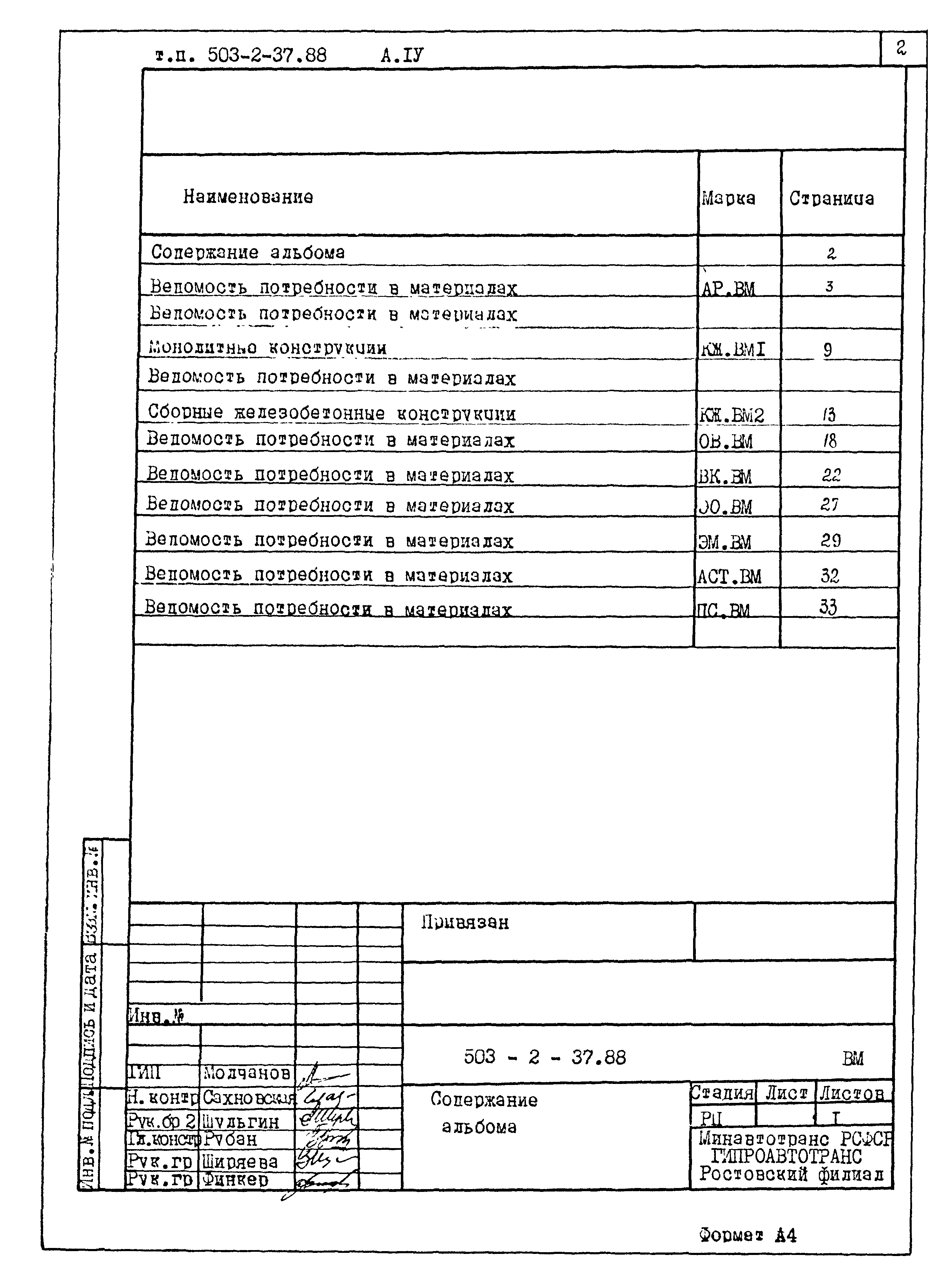 Типовой проект 503-2-37.88
