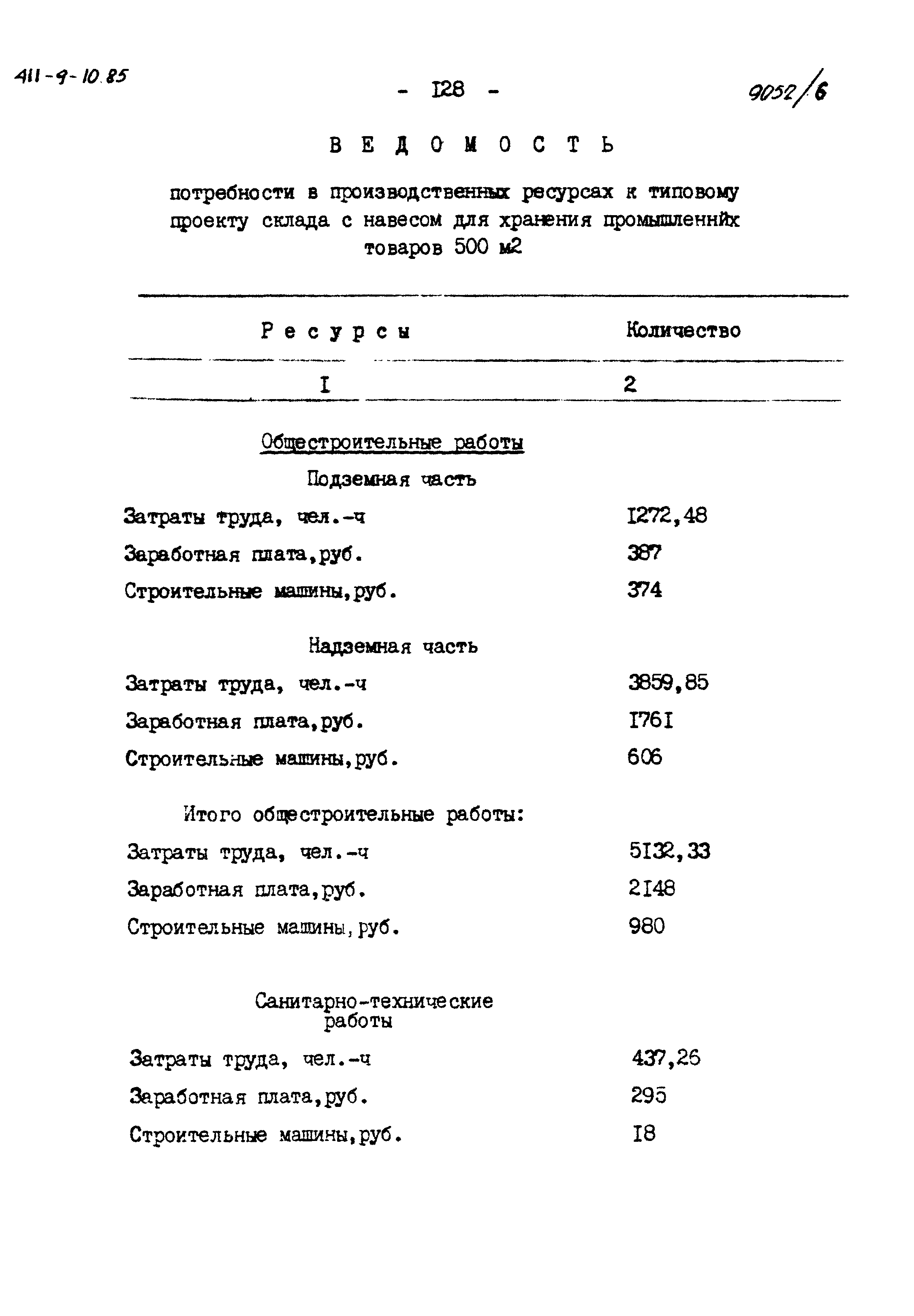 Типовой проект 411-9-10.85