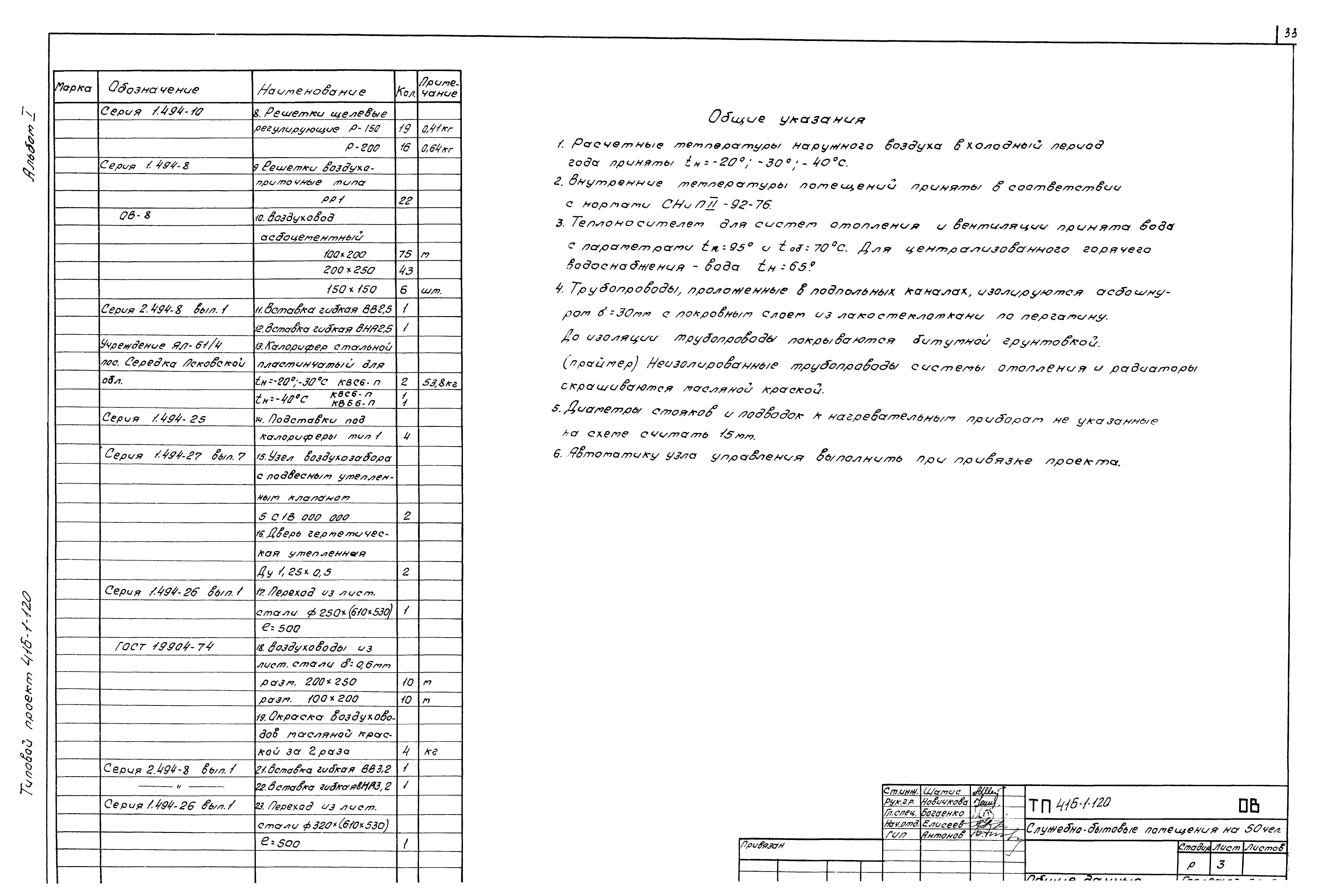 Типовой проект 416-1-120