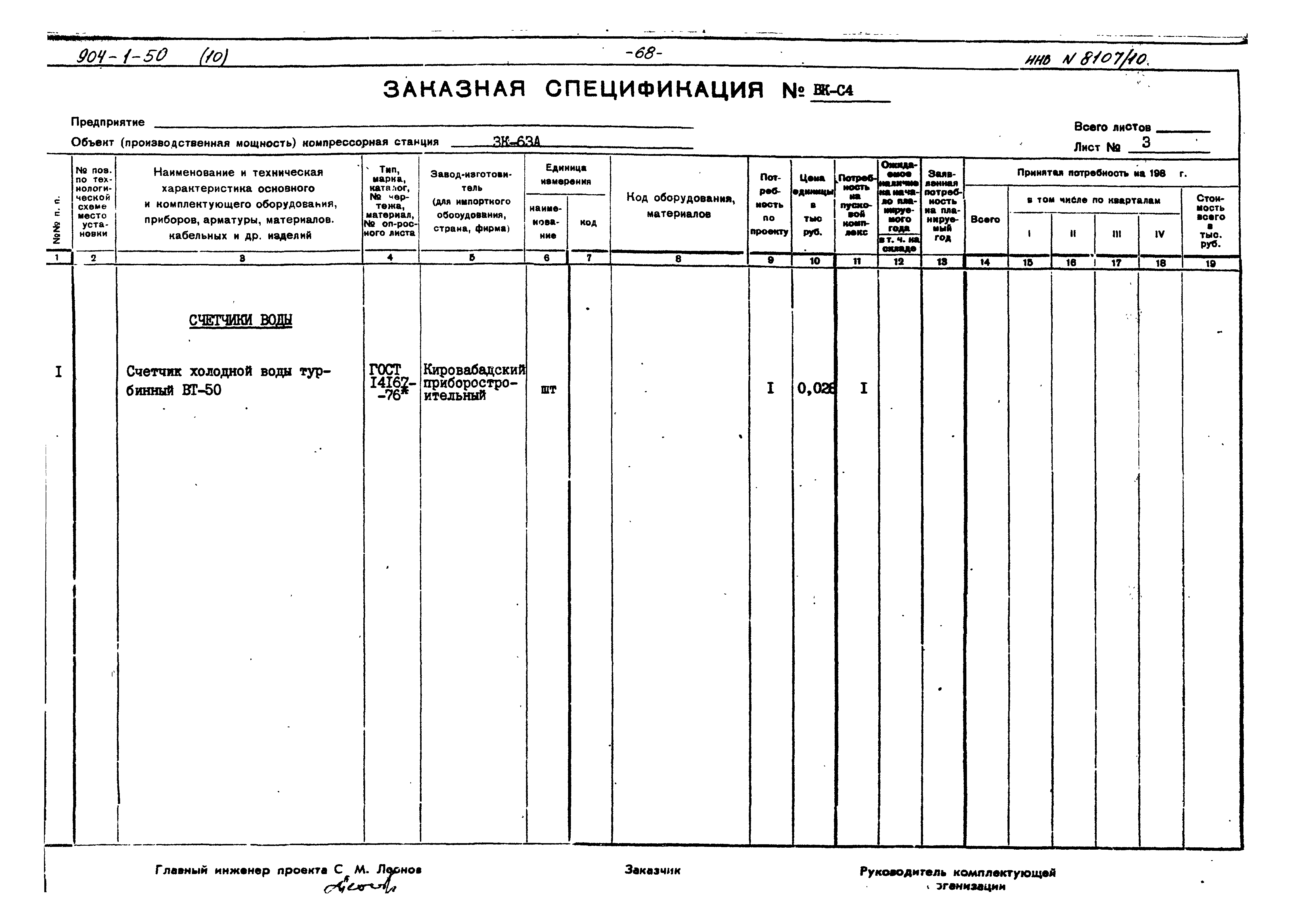 Типовой проект 904-1-50