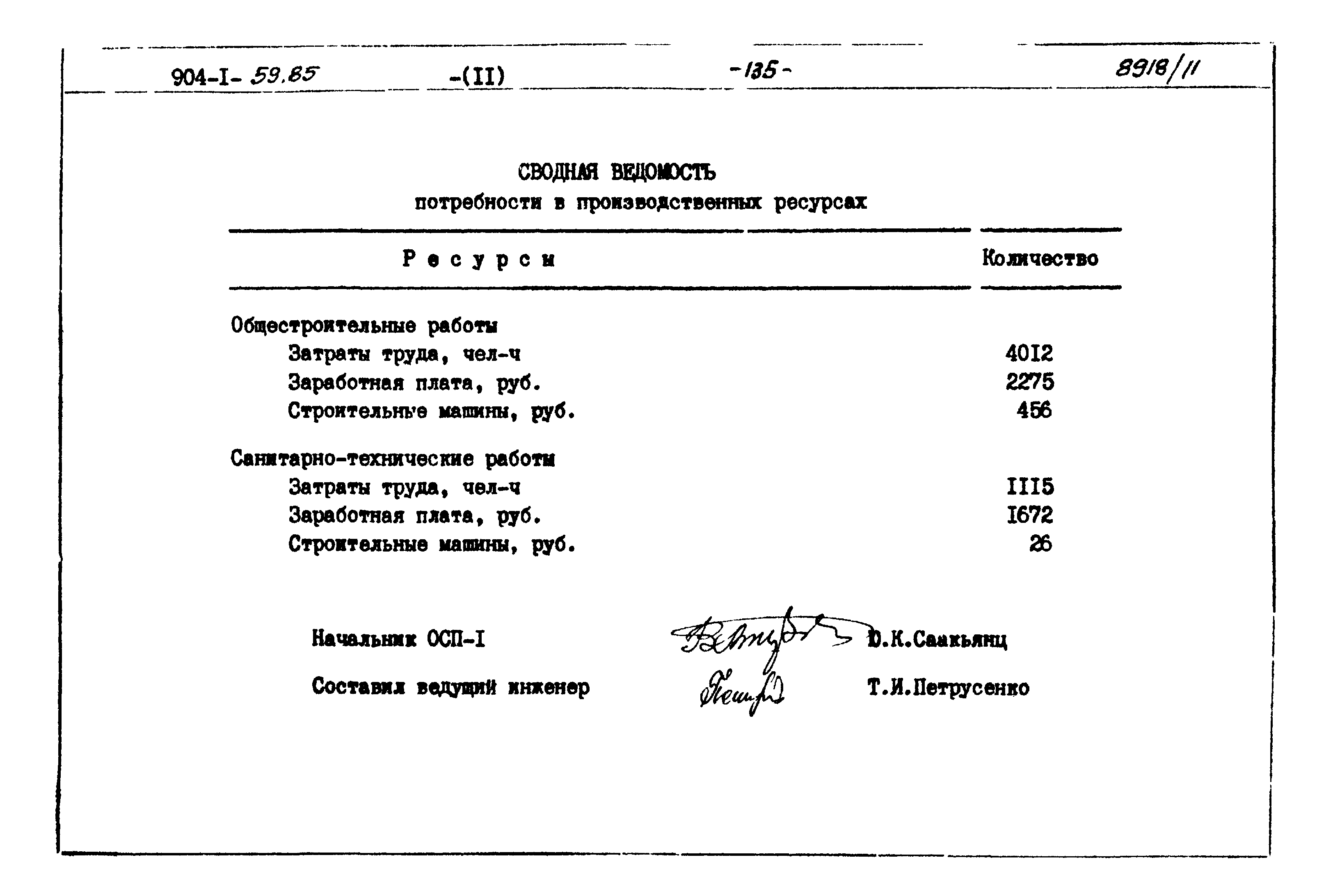 Типовой проект 904-1-59.85