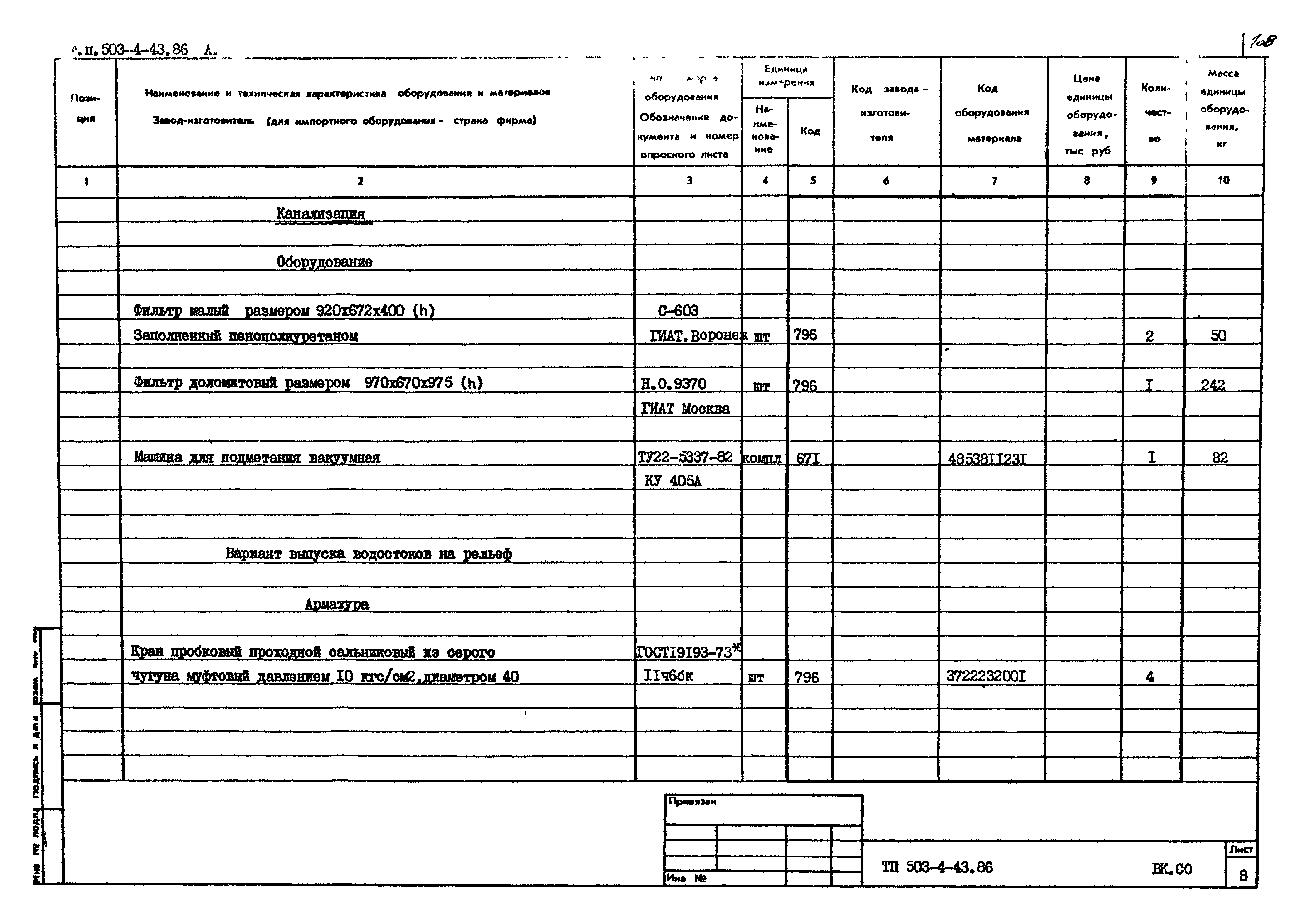 Типовой проект 503-4-43.86
