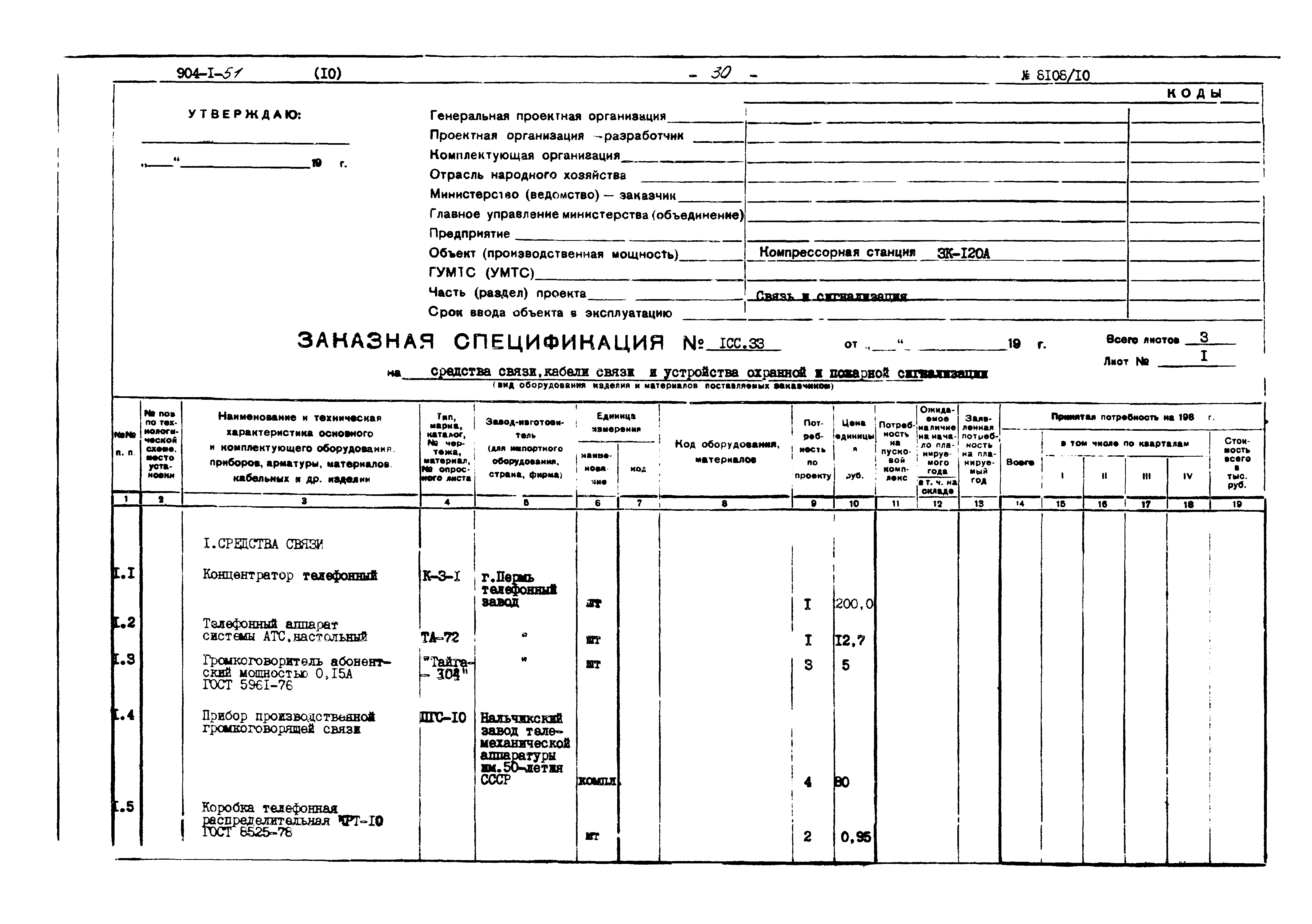 Типовой проект 904-1-51