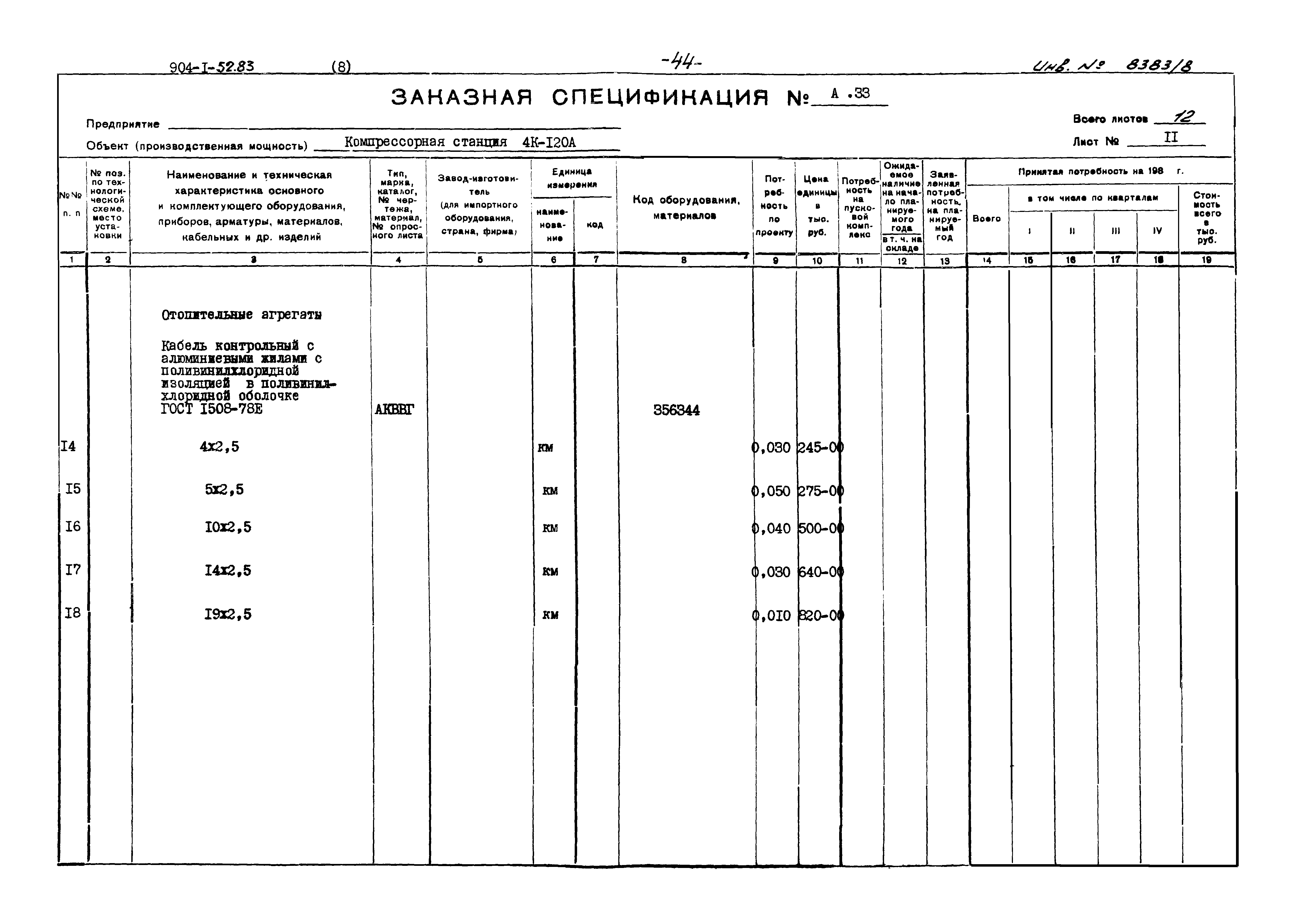 Типовой проект 904-1-52.83
