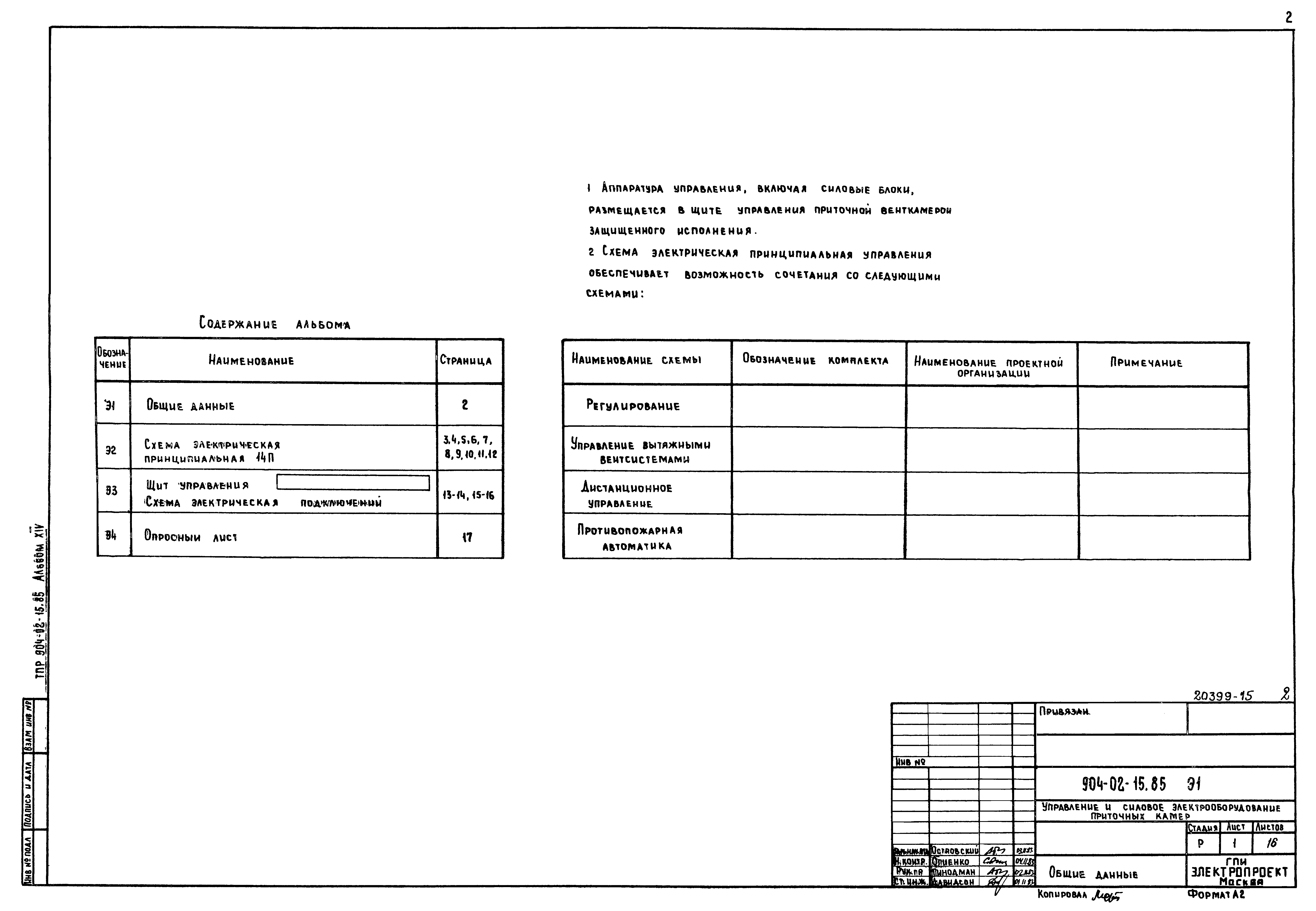 Типовые проектные решения 904-02-15.85