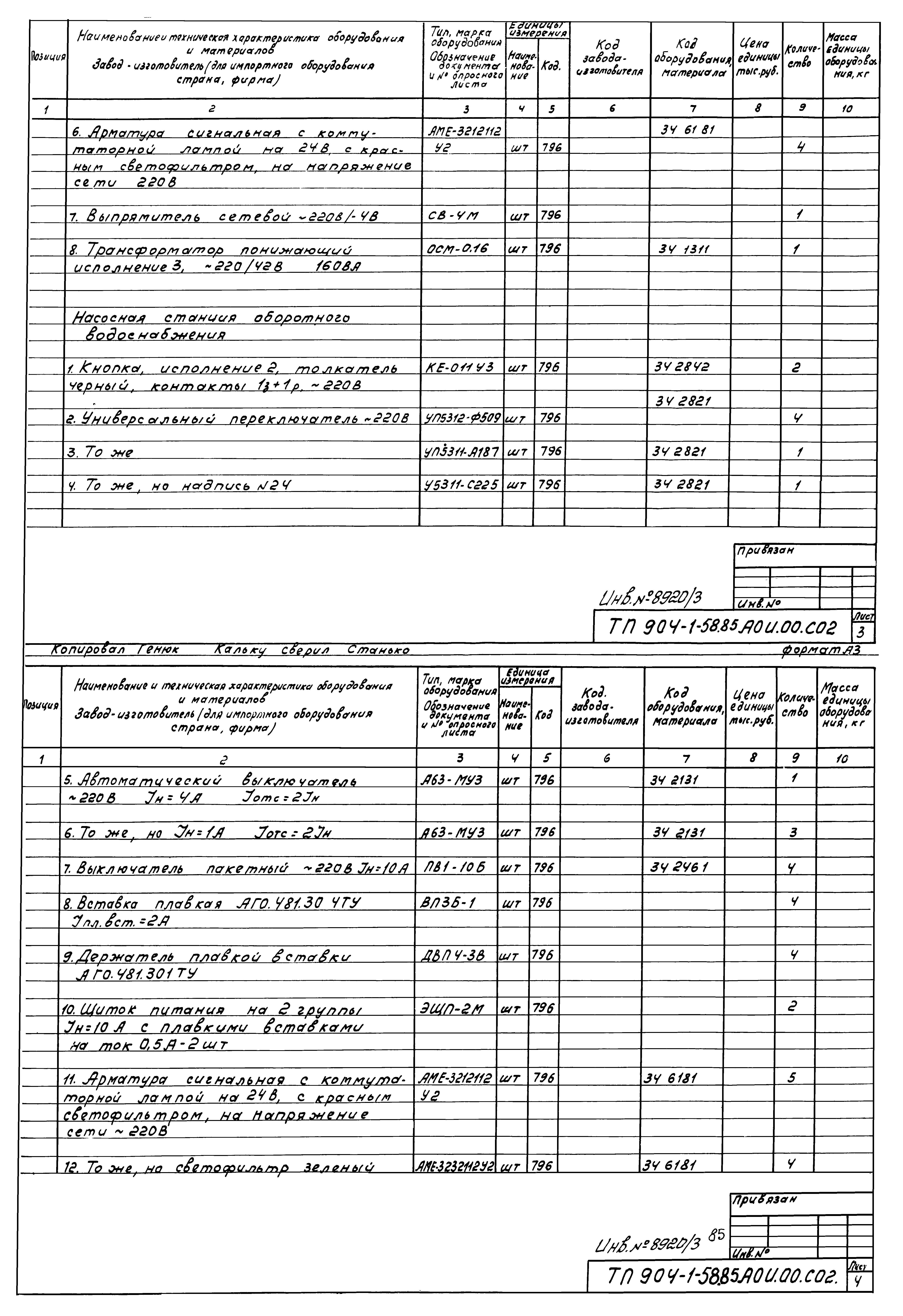 Типовой проект 904-1-58.85