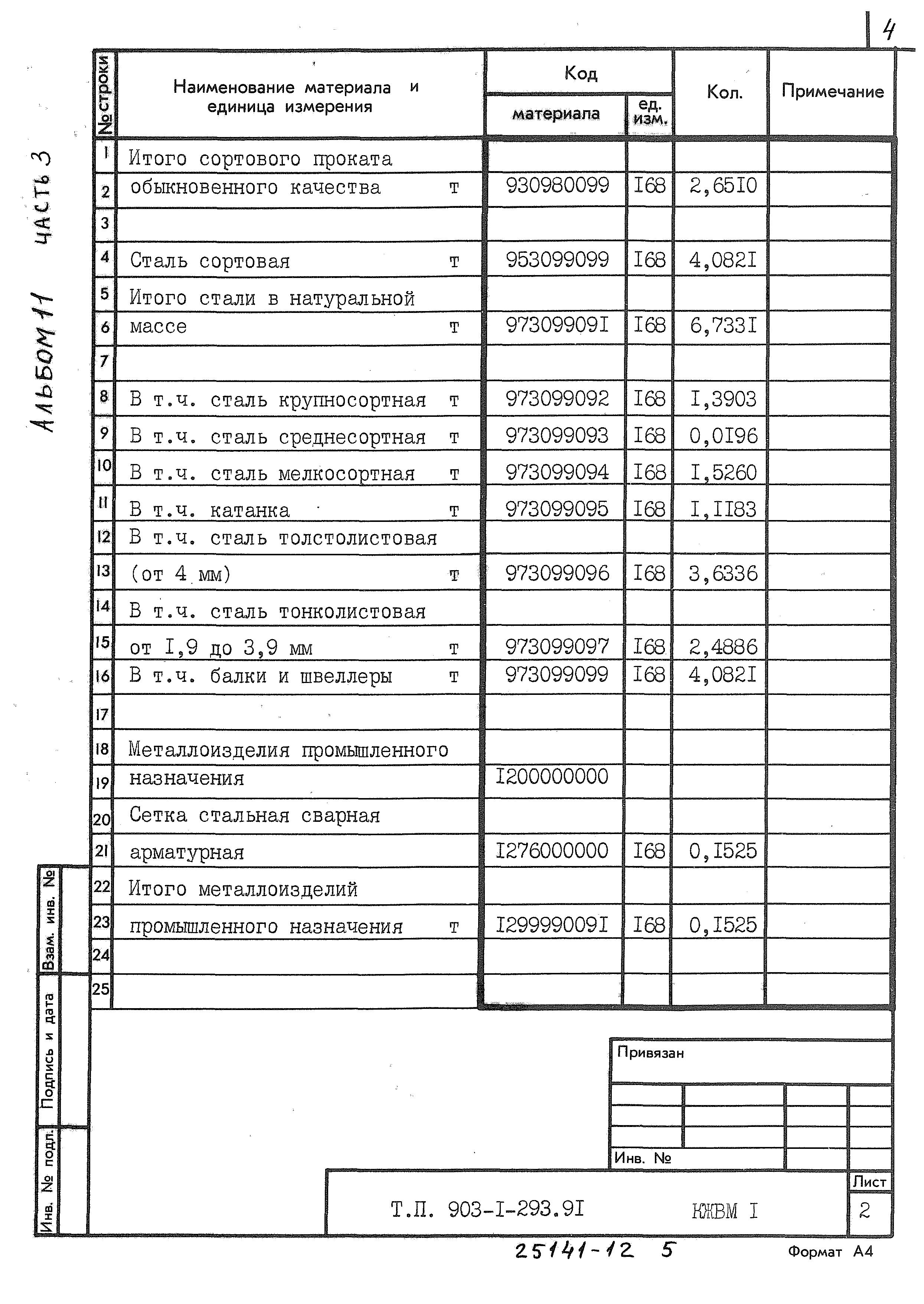 Типовой проект 903-1-293.91