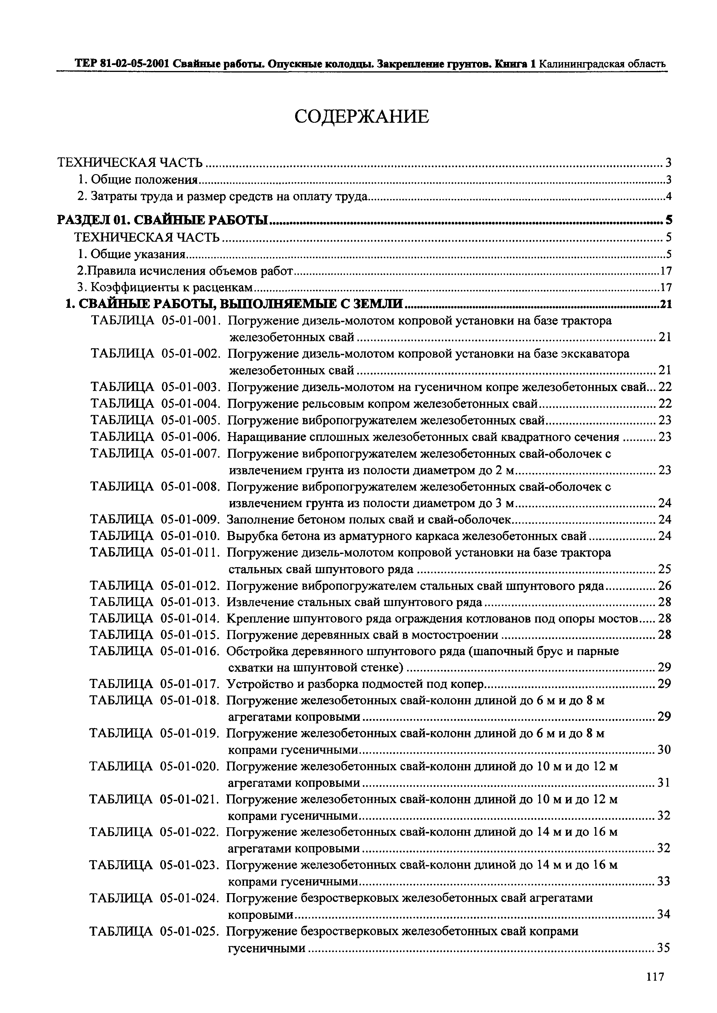 ТЕР Калининградской области 2001-05