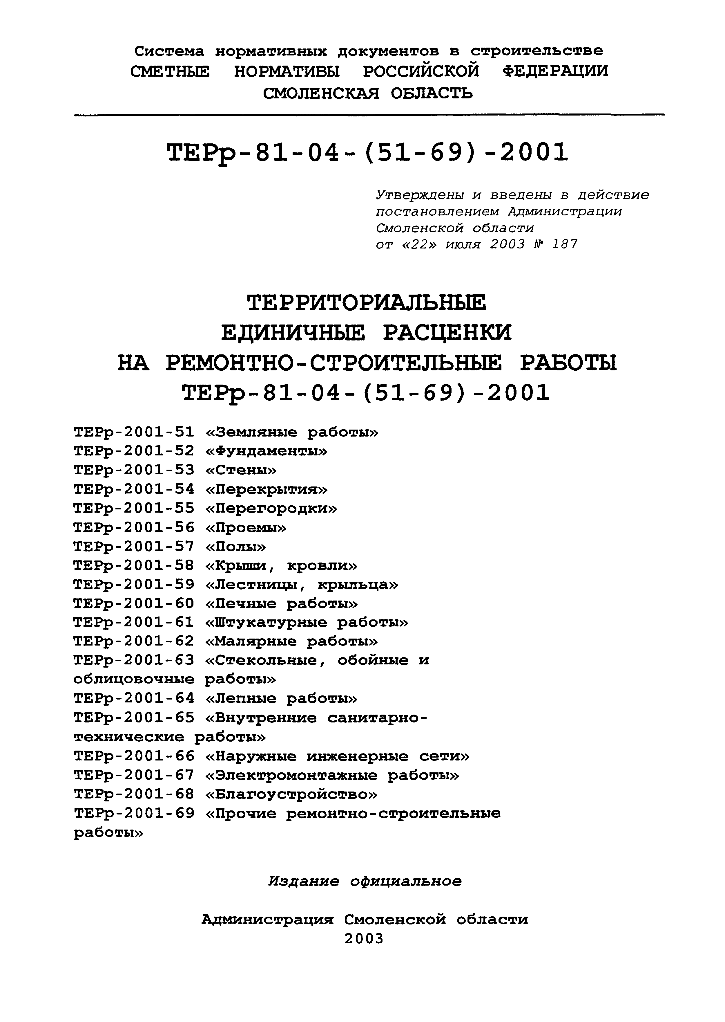 ТЕРр Смоленской области 2001