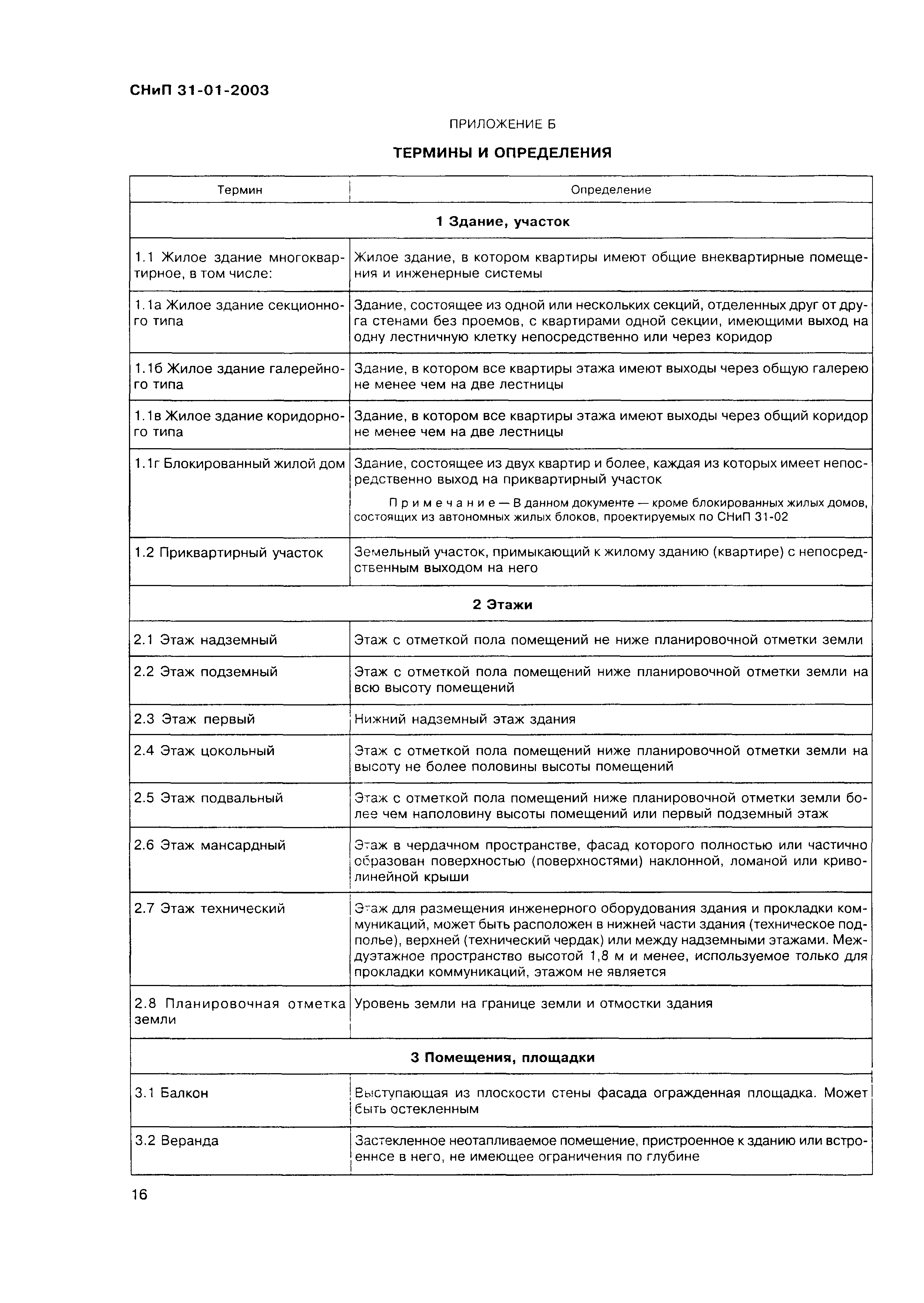 СНиП 31-01-2003